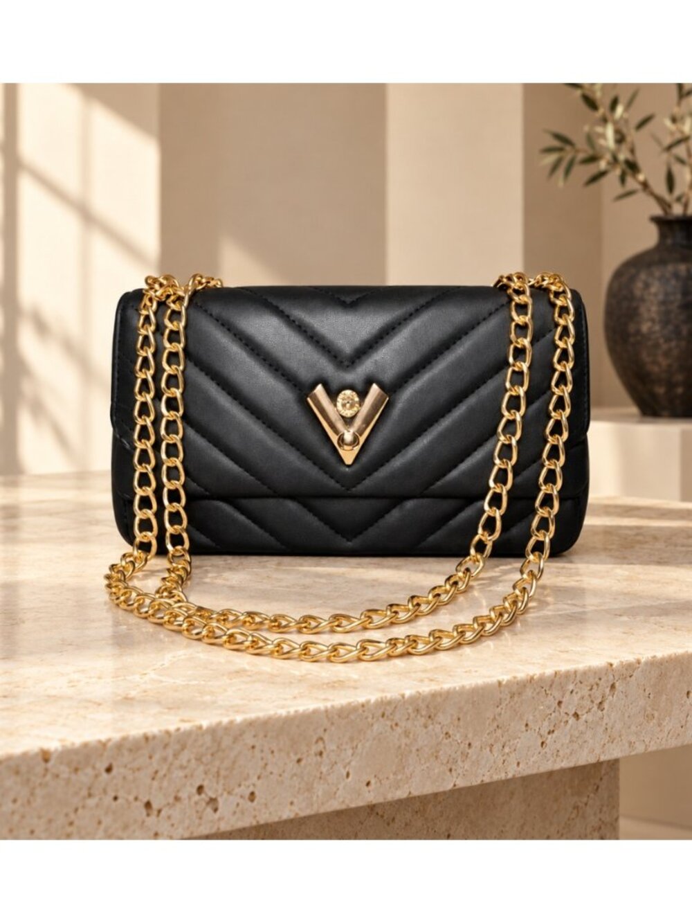 Valentino Orlandi V-2001 Black Capricorn Quilted Crossbody Bag NWT